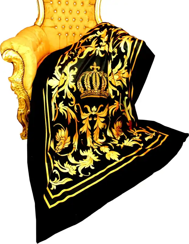 Preiswert Luxury blanket Pompöös by Casa Padrino baroque crown gold / black by Harald Glööckler with rhinestones