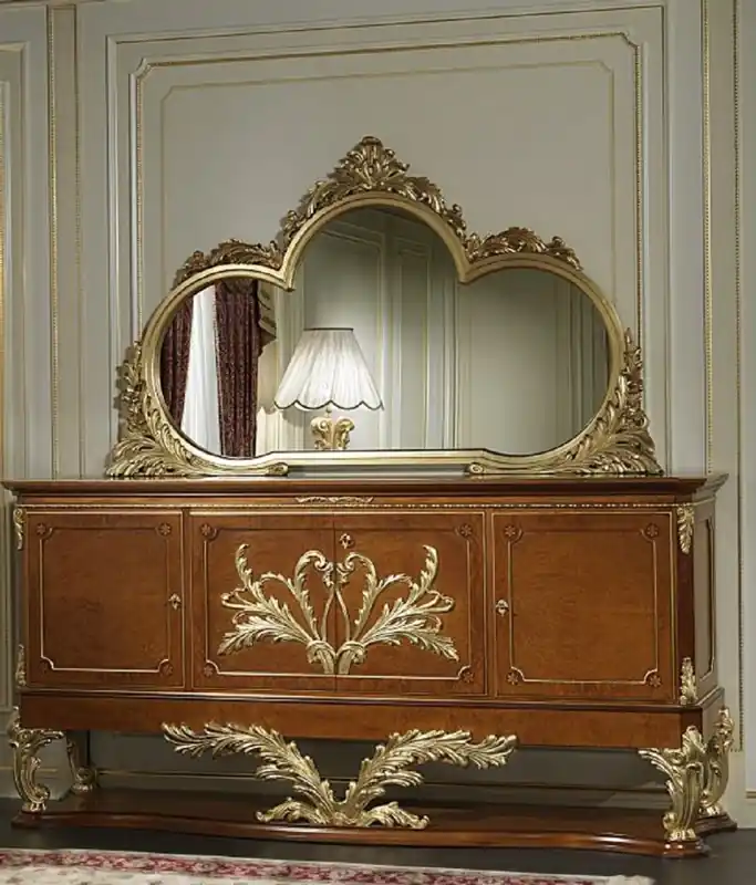 Casa Padrino luxury baroque furniture set sideboard with mirror brown / gold - Noble solid wood cabinet with elegant wall mirror - Hotel Restaurant Castle Furniture - Luxury Quality - Made in Italy Schneller Versand