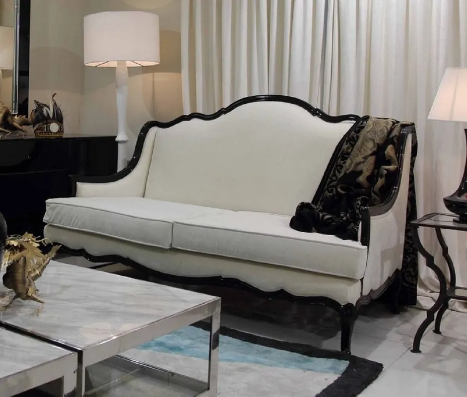 Casa Padrino luxury baroque sofa white / black 185 x 95 x H. 111 cm - Living room sofa with decorative pillows - Noble baroque furniture Angebot