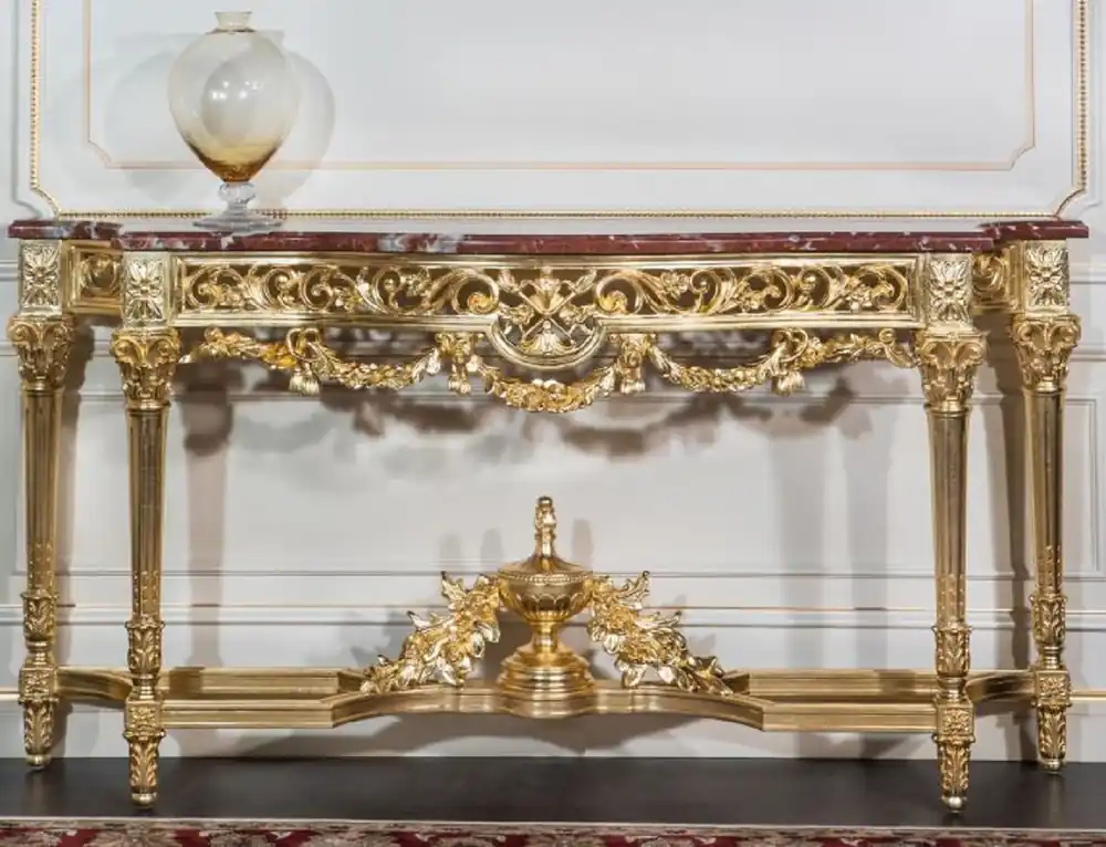 Meistverkauft Casa Padrino luxury baroque console gold / red 200 x 48 x H. 93 cm - Magnificent hand-carved console table with marble top - Hotel Restaurant Castle Furniture - Luxury Quality - Made in Italy