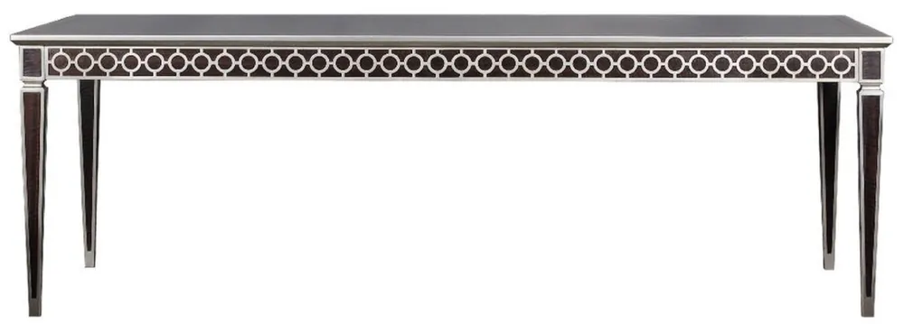 Casa Padrino luxury Art Deco dining table black / silver 240 x 110 x H. 78 cm - Noble dining room table - Art Deco Dining Room Furniture Wochenendangebot