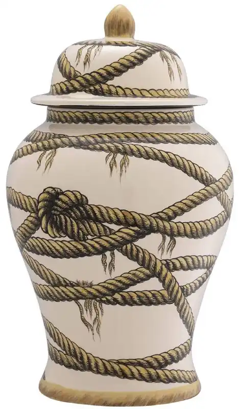 Casa Padrino luxury porcelain vase beige Ø 23 x H. 43 cm - Round flower vase with lid - Decorative Accessories Beliebt
