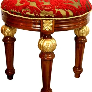 Wochenendangebot Pompöös by Casa Padrino luxury baroque stool round red pattern / brown gold - baroque stool designed by Harald Glööckler