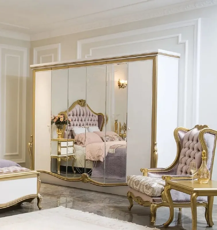 Beliebt Casa Padrino luxury baroque bedroom cabinet white / gold 270 x 70 x H. 224 cm - Noble solid wood wardrobe - Bedroom furniture in baroque style - Luxury Quality