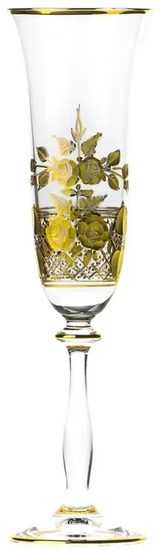 Casa Padrino luxury baroque champagne glass set of 6 gold Ø 7 x H. 24.5 cm - Handmade and hand engraved champagne glasses - Hotel & Restaurant Accessories - Luxury Quality Top-Seller