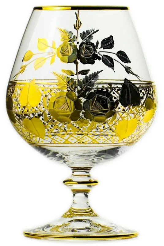 Neu Im Sortiment Casa Padrino luxury baroque brandy glass set of 6 gold Ø 9 x H. 14.5 cm - Handmade and hand engraved cognac glasses - Hotel & Restaurant Accessories - Luxury Quality
