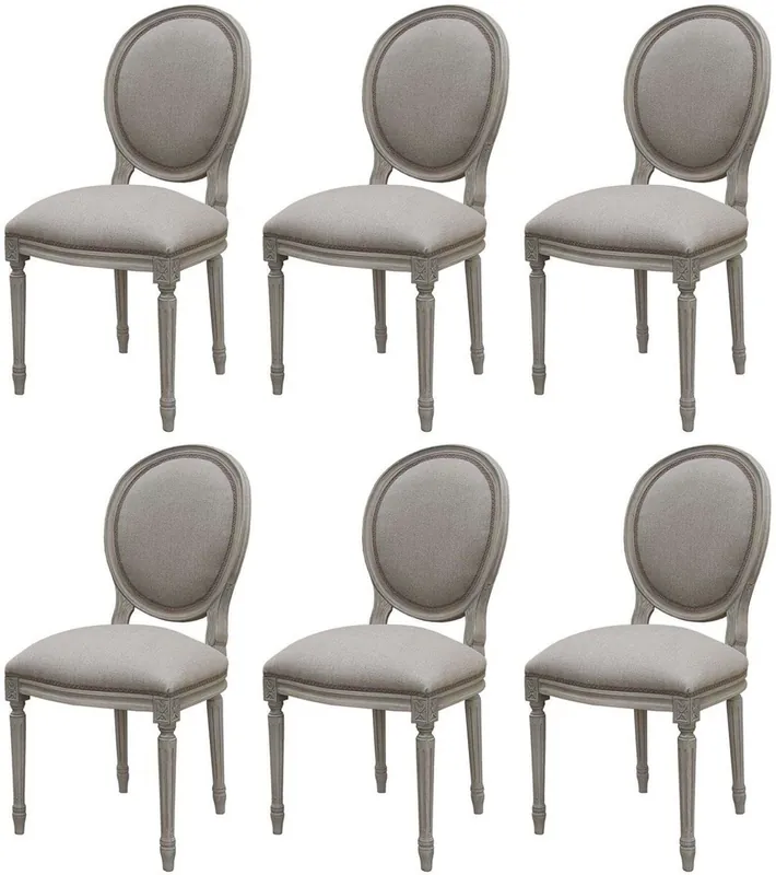 Casa Padrino luxury baroque dining room chair set medallion gray 48 x 50 x H. 95 cm - Handmade dining room chairs in baroque style - Baroque dining room furniture - Luxury Quality Bestseller
