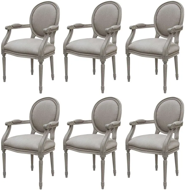 Preis Gesenkt Casa Padrino luxury baroque dining room chair set medallion gray 57 x 50 x H. 95 cm - Handmade dining room chairs with armrests in baroque style - Baroque dining room furniture - Luxury Quality