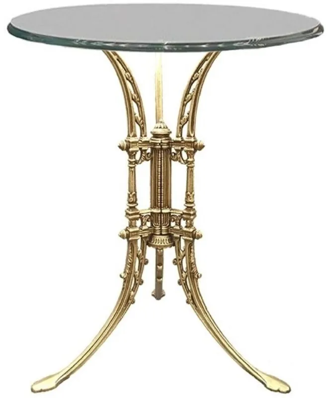 Casa Padrino luxury Art Nouveau side table gold Ø 70 x H. 74 cm - Hand forged wrought iron table with glass top - Living Room Garden Patio Furniture Preisknaller