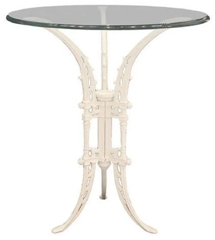 Neuheit Casa Padrino luxury Art Nouveau side table white Ø 70 x H. 74 cm - Hand forged wrought iron table with glass top - Living Room Garden Patio Furniture