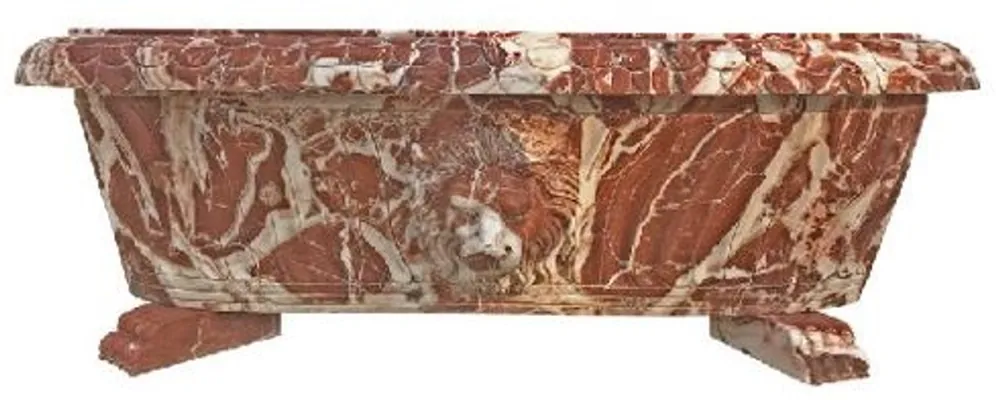 Casa Padrino Luxury Baroque Bathtub Lion Head Red / White 180 cm - Freestanding Marble Bathtub - Bathroom Accessories - Noble & Magnificent Zertifiziert