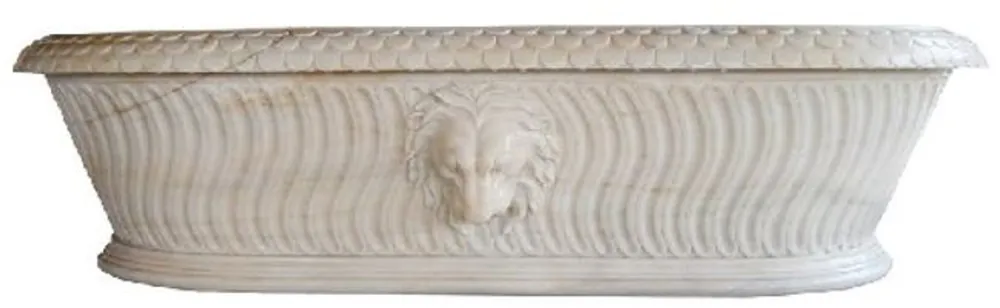 Casa Padrino Luxury Baroque Bathtub Lion Head White 204 x 107 x H. 53 cm - Freestanding Marble Bathtub - Bathroom Accessories - Noble & Magnificent Kracherpreis