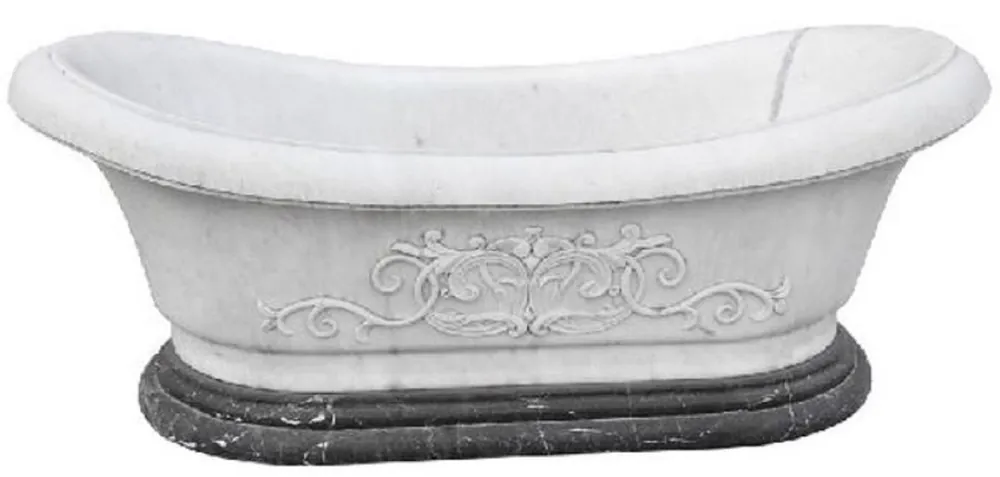 Casa Padrino Luxury Baroque Bathtub White / Black 180 cm - Freestanding Marble Bathtub - Bathroom Accessories - Noble & Magnificent Rabatt