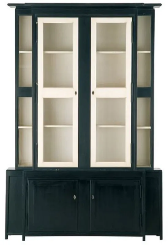 Casa Padrino Luxury Country Style Display Cabinet Black / White 180 x 45 x H. 270 cm - Handcrafted Showcase Cabinet - Solid Wood Kitchen Cabinet - Country Style Furniture Top-Preis
