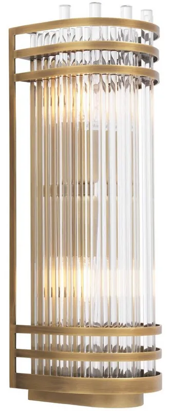 Knallerangebot Casa Padrino luxury wall lamp antique brass 12 x 12.5 x H. 38 cm - Elegant metal wall lamp with glass lampshade - Luxury Collection