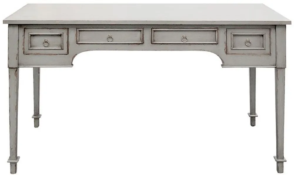 Expressversand Casa Padrino luxury country style desk with 4 drawers antique gray 136 x 70 x H. 77 cm - Handmade solid wood office table - Office furniture in country style
