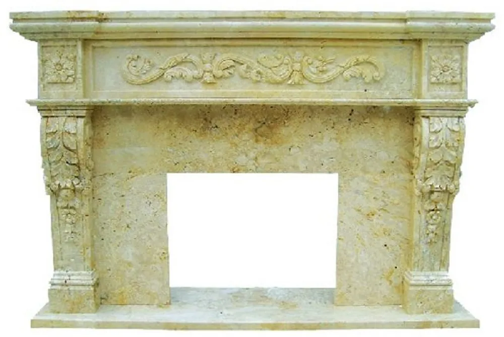 Aktuell Casa Padrino luxury baroque fireplace surround yellow 150 x 30 x H. 120 cm - Handmade fireplace surround made of high-quality marble - Fireplace decoration accessories - Marble furniture in baroque style