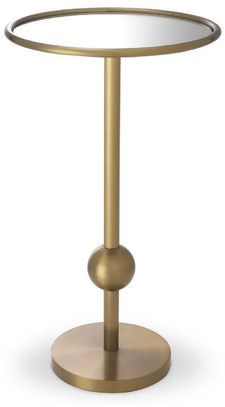 Casa Padrino luxury side table brass Ø 26 x H. 45.5 cm - Round stainless steel table with mirror glass - Luxury Living Room Furniture Kracherpreis