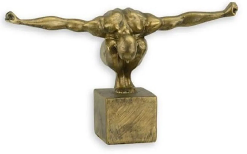 Rabatt Casa Padrino synthetic resin decorative figure high diver athlete antique gold 32.1 x 12.4 x H. 20 cm - Living Room Decoration Sculpture - Decoration Accessories