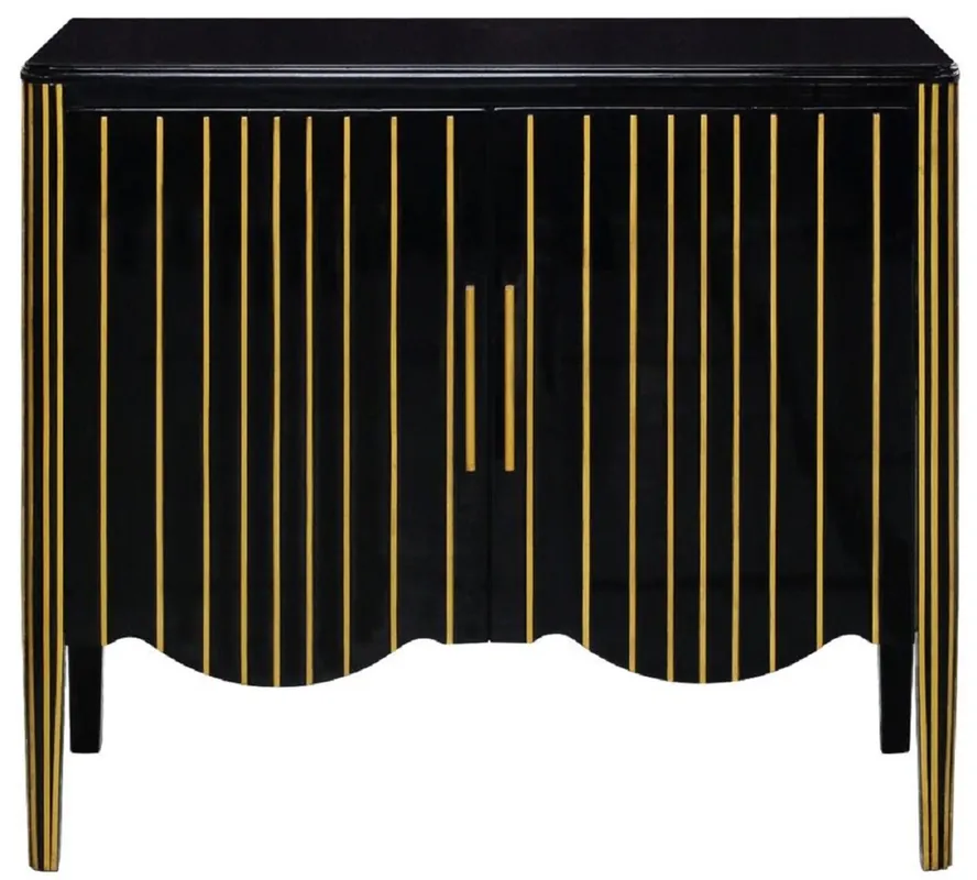 Casa Padrino luxury Art Deco sideboard black / gold 100 x 50 x H. 90 cm - Noble solid wood cabinet with 2 doors - Art Deco Living Room Furniture Super-Preis