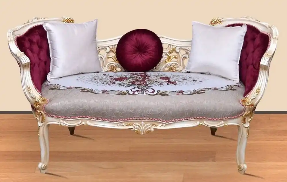 Casa Padrino baroque bench gray / multicolor / white / gold 150 x 55 x H. 80 cm - Magnificent solid wood bench with noble flower pattern - Baroque Furniture Top-Preis