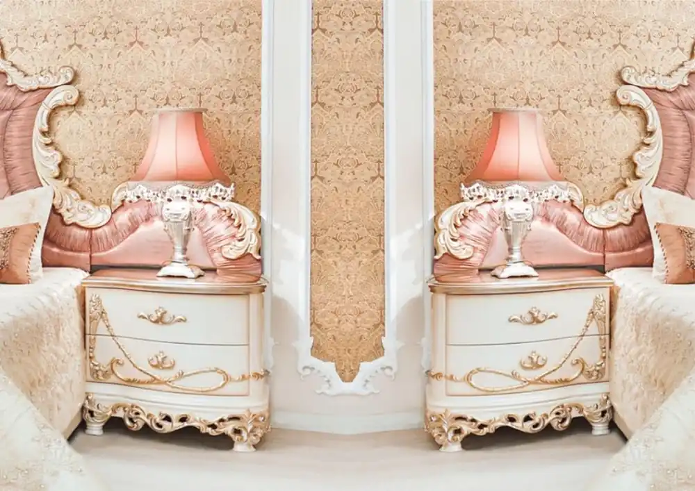 Geprüft Casa Padrino luxury baroque bedside table set white / cream / copper 70 x 55 x H. 68 cm - Magnificent solid wood bedside tables - Baroque bedroom furniture