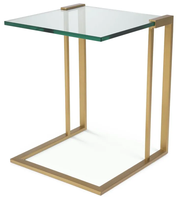 Casa Padrino luxury side table brass 45 x 45.5 x H. 56.5 cm - Stainless steel table with glass top - Luxury living room furniture Top-Angebot