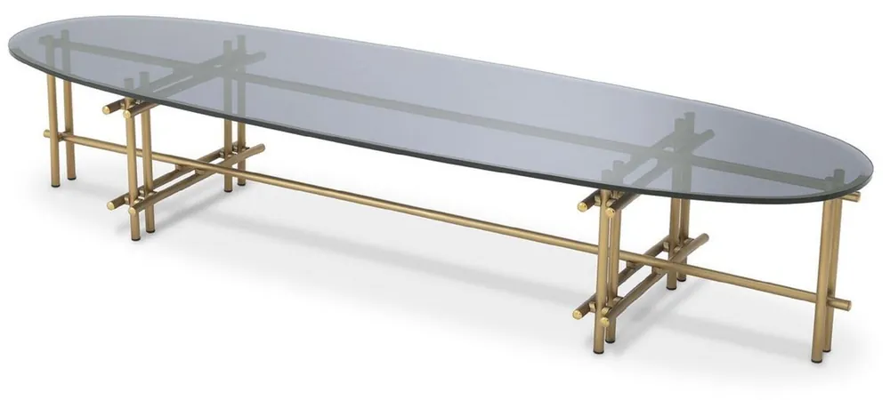 Beliebt Casa Padrino luxury coffee table brass / gray 159 x 50 x H. 30 cm - Stainless steel living room table with glass top - Living room furniture - Luxury Quality
