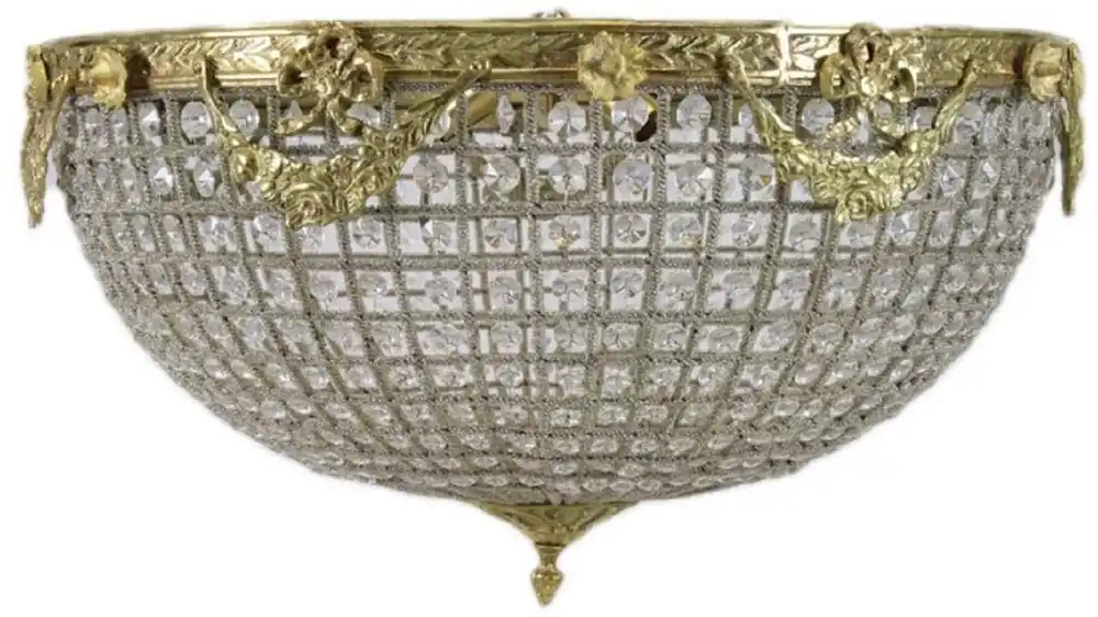 Casa Padrino baroque crystal ceiling lamp gold Ø 60 x H. 30 cm - Magnificent ceiling chandelier - Baroque Lights Nur Heute