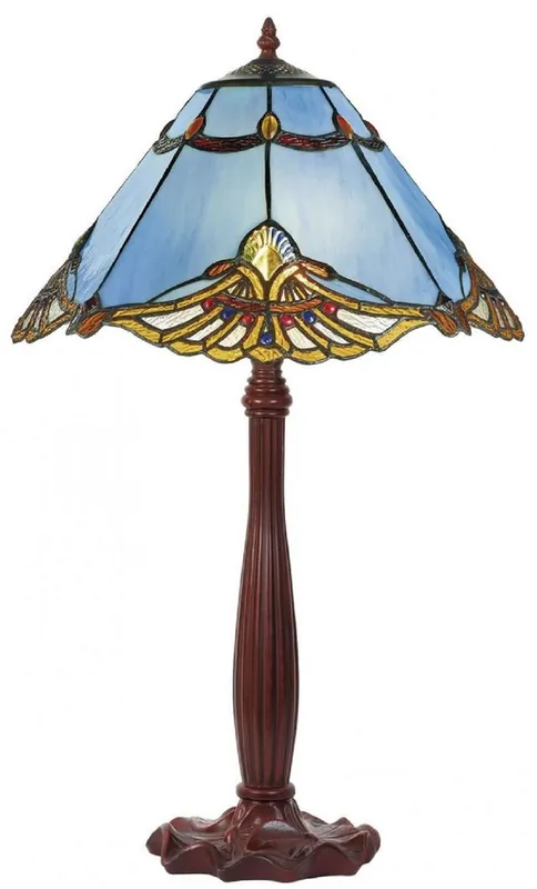 Casa Padrino Luxury Tiffany Table Lamp Blue / Multicolor / Brown 40 x 40 x H. 64 cm - Desk Lamp - Tiffany Lights Heißes Angebot