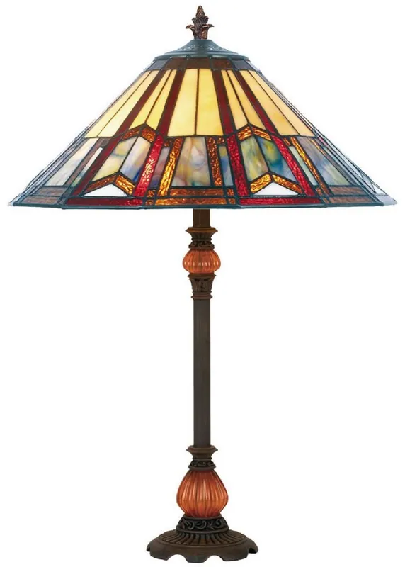 Preisreduziert Casa Padrino luxury Tiffany table lamp multicolor / orange / brown Ø 40 x H. 66 cm - Elegant desk lamp with baroque lamp base - Tiffany Lamps