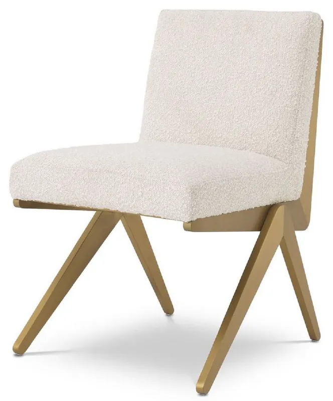 Neue Kollektion Casa Padrino luxury dining chair cream / brass 54.5 x 62 x H. 80 cm - Luxury dining room furniture