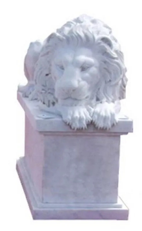 Highlight Casa Padrino luxury Art Nouveau marble sculpture lion looks to the right white 150 cm - Weatherproof garden & terrace decoration figure with base - Magnificent garden & terrace decoration