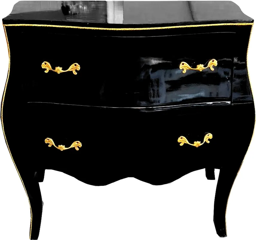 Casa Padrino baroque luxury chest of drawers black gold with glass top 85 cm - baroque furniture Top-Angebot