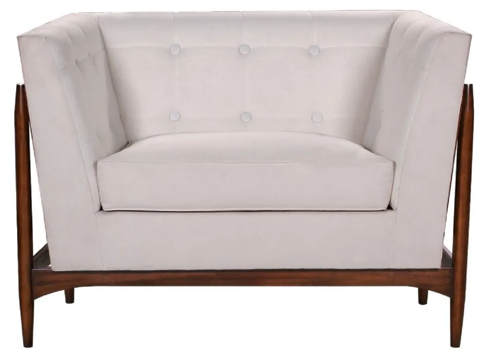 Casa Padrino Luxury Art Deco Lounge Salon Armchair White / Dark Brown 113 x 78 x H. 83 cm - Art Deco Living Room Furniture - Luxury Quality Neue Kollektion