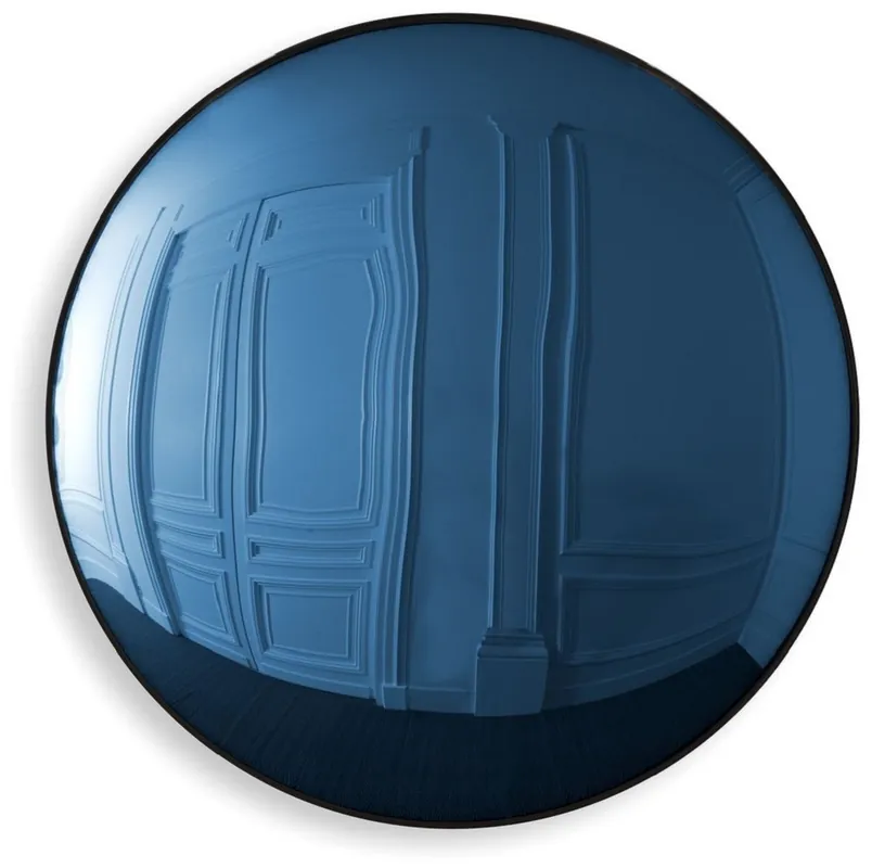 Casa Padrino luxury mirror blue / black Ø 91 cm - Round convex wall mirror - Luxury Furniture Neu