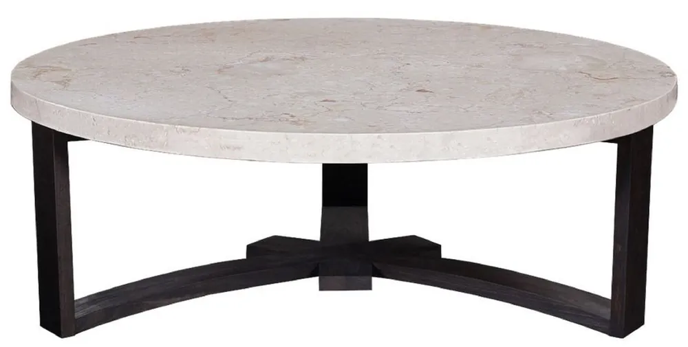 Beliebt Casa Padrino luxury coffee table cream / dark brown Ø 130 x H. 45 cm - Round living room table with marble top - Living room furniture