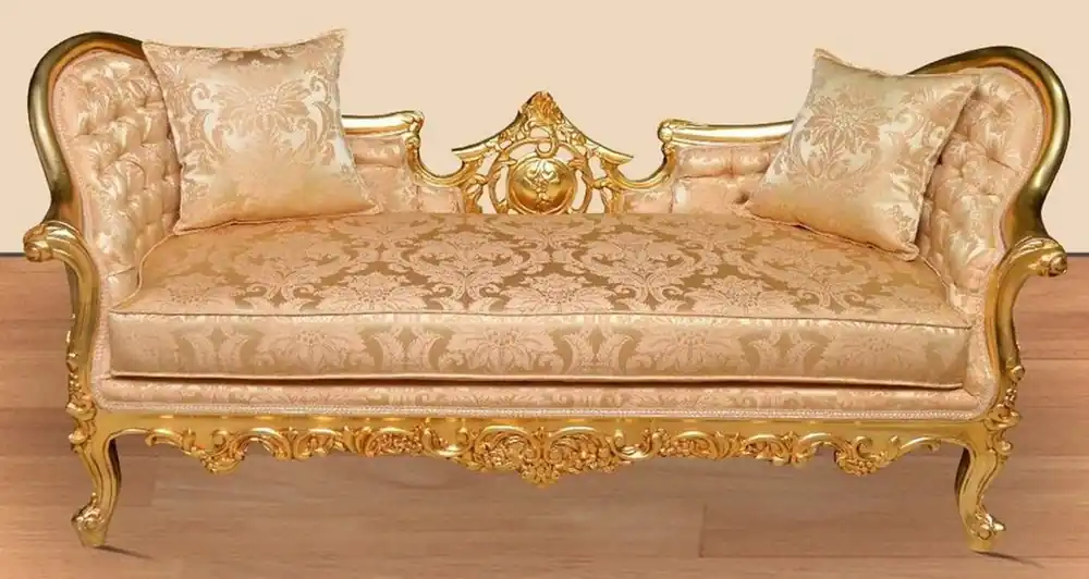 Casa Padrino baroque living room sofa gold / gold - Handcrafted lounge couch with a noble pattern - Baroque living room furniture Meistverkauft