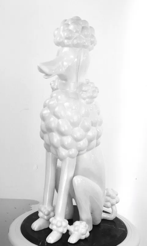 Casa Padrino deco figure poodle dog white H. 63 cm - Weatherproof decoration sculpture - Living room decoration - Garden decoration - Terrace decoration Expressversand