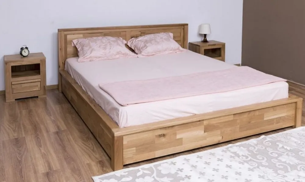 Preisknaller Casa Padrino country style solid wood bedroom set natural - 1 Double Bed & 2 Bedside Tables - Country style bedroom furniture