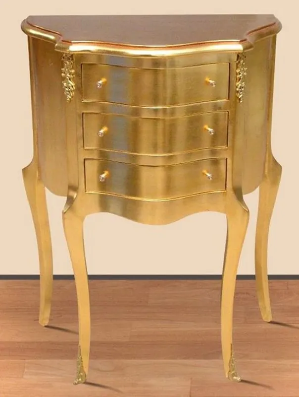 Casa Padrino baroque bedside table gold - Solid wood bedside table - Side table with 3 drawers - Handcrafted baroque furniture Saisonangebot