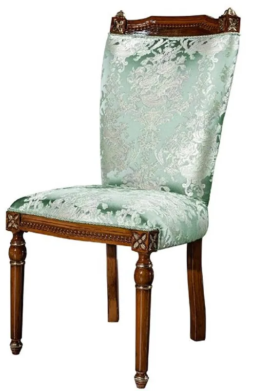 Casa Padrino luxury baroque dining chair mint green / brown - Handcrafted solid wood kitchen chair with noble pattern - Baroque dining room furniture Top-Preis