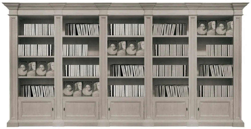 Neuheit Casa Padrino luxury country style bookcase gray 452 x 47 x H. 230 cm - Handcrafted solid wood cabinet - Shelf cabinet - Living room cabinet - Office cabinet - Country style furniture