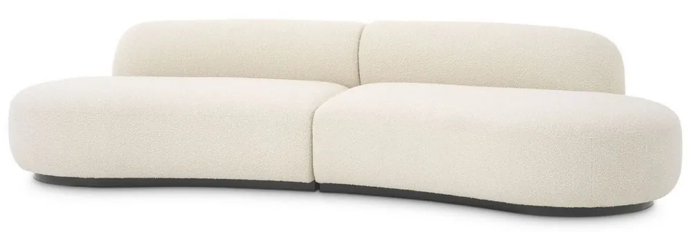 Begrenztes Angebot Casa Padrino Luxury Sofa Cream / Black 300 x 97 x H. 69 cm - Curved Living Room Sofa - Living Room Furniture - Luxury Collection