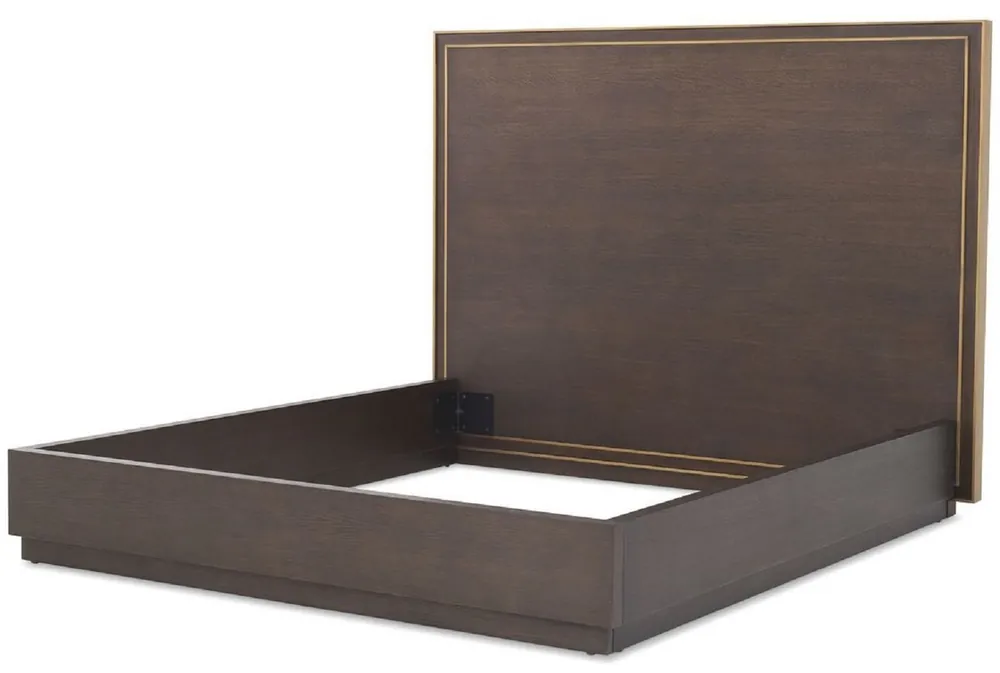 Casa Padrino luxury double bed brown / brass 186 x 224.5 x H. 155.5 cm - Modern solid wood bed with headboard - Bedroom Furniture Jetzt Kaufen