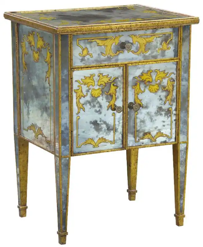 Expressversand Casa Padrino luxury baroque chest of drawers antique gold / gold 52 x 41 x H. 71 cm - Mirrored mahogany dresser table - Bedside Table - Baroque Furniture
