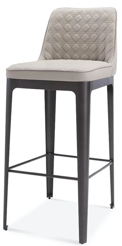 Neue Ware Casa Padrino luxury bar stool beige / matt gray 40 x 50 x H. 100 cm - Genuine leather bar stool with powder-coated stainless steel frame - Luxury bar furniture