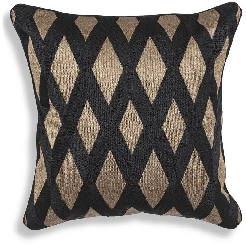 Sofort Bestellen Casa Padrino Luxury Decorative Pillow Black / Gold 50 x 50 cm - Noble Cushion with Elegant Diamond Pattern - Luxury Quality - Hotel Collection