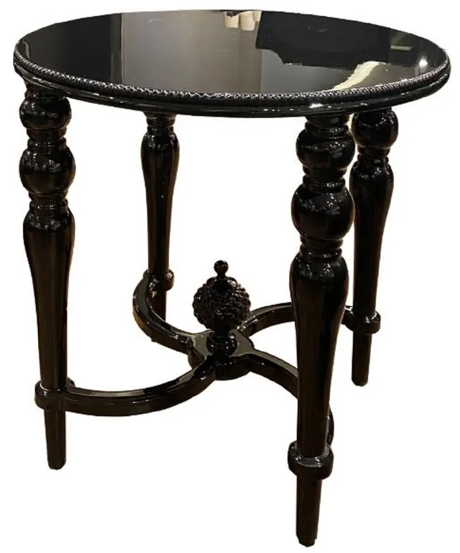 Top-Seller Casa Padrino luxury baroque side table black - Handcrafted solid wood table - Baroque living room furniture