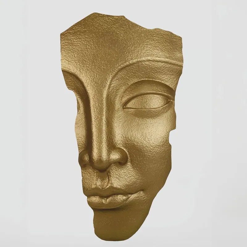 Markenware Casa Padrino XXL Wanddeko Skulptur Gesicht Gold H. 180 cm - Wohnzimmer & Büro Deko
